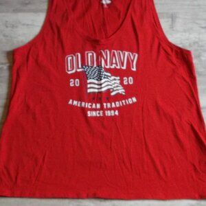 Mens Red Old Navy American Tradition Patriotic Tank Top w Flag - Sz XXL Slim Fit